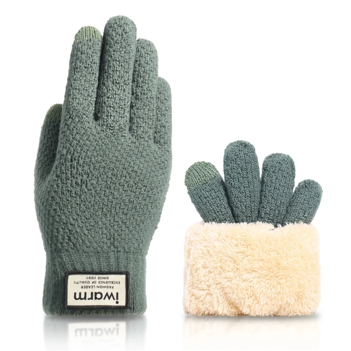 Thickened Alpaca Wool Adult Gloves W/ 2 Finger Touch 1