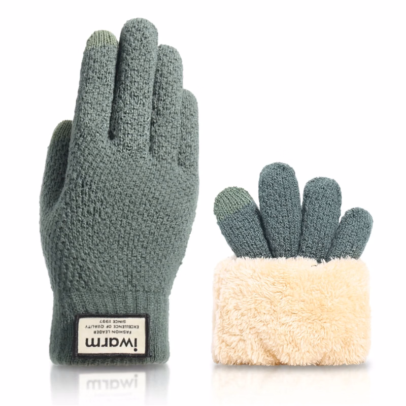 Thickened Alpaca Wool Adult Gloves W/ 2 Finger Touch