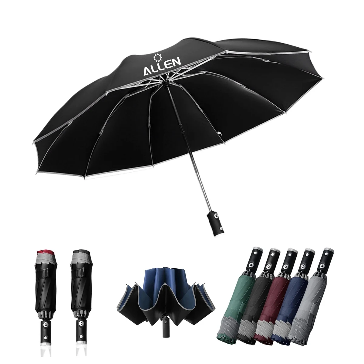 Auto-Open Reverse Folding Umbrella With Led 1