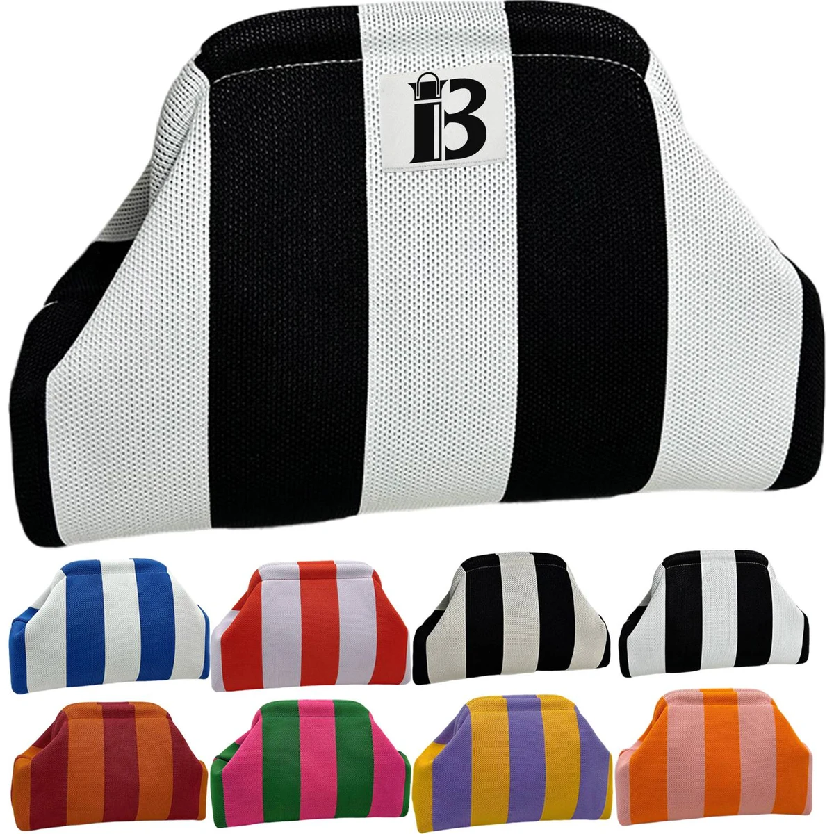 Women Polyester Cloud Striped Print Clutch Purse 1