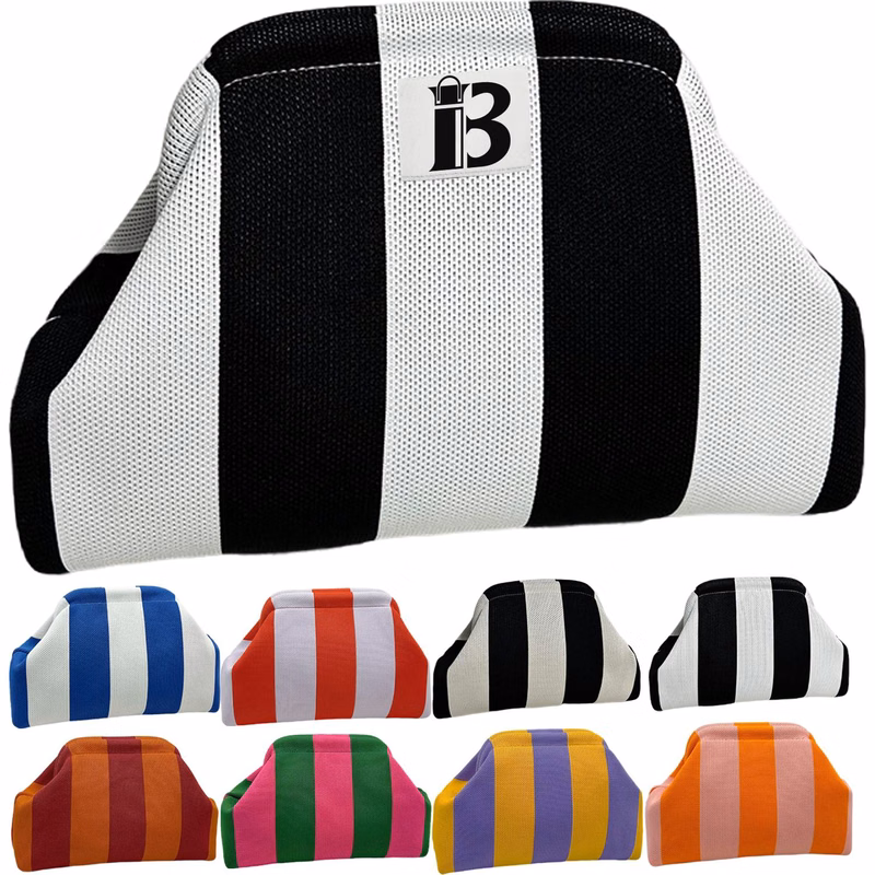 Women Polyester Cloud Striped Print Clutch Purse