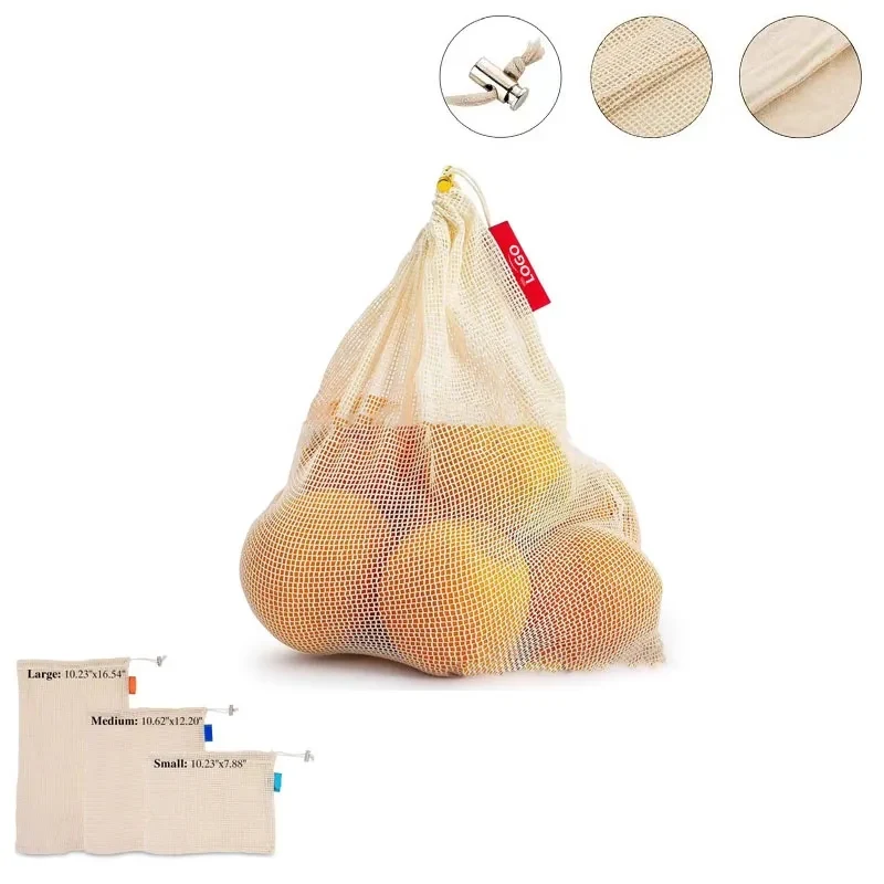 Cotton Mesh Drawstring Bag 1