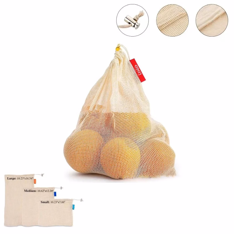 Cotton Mesh Drawstring Bag