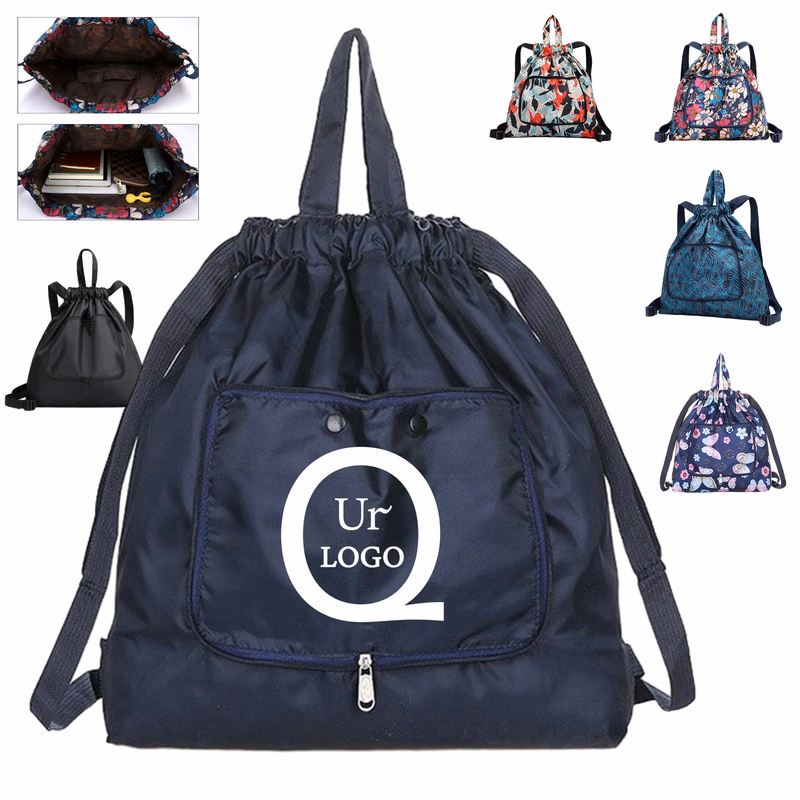 16.9" Drawstring Folding Backpack