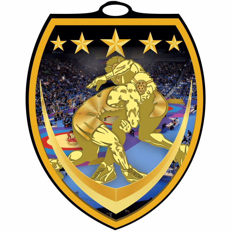 Wrestling Vibraprint™ Shield Medallion (3")
