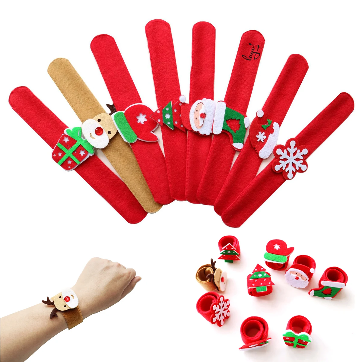 Festive Felt Snap Christmas Slap Stuffed Bracelets 1