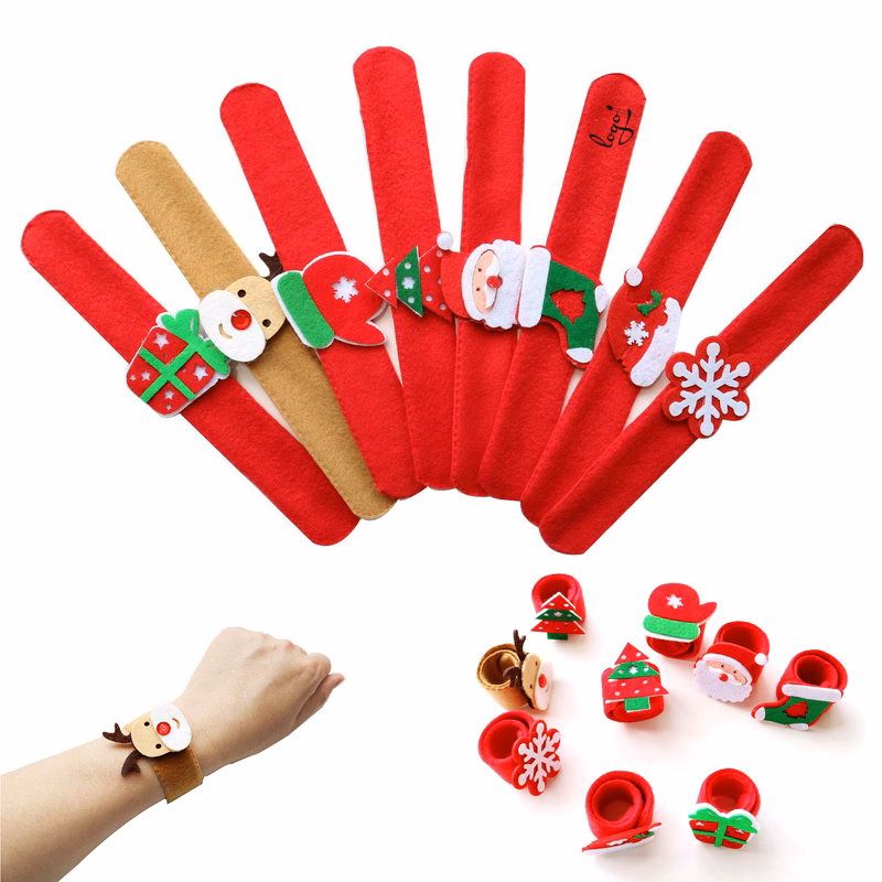 Festive Felt Snap Christmas Slap Stuffed Bracelets