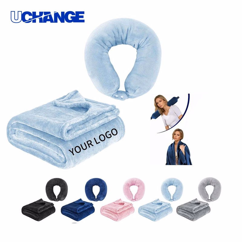Travel Blanket Set with U Shaped Pillow for Trips