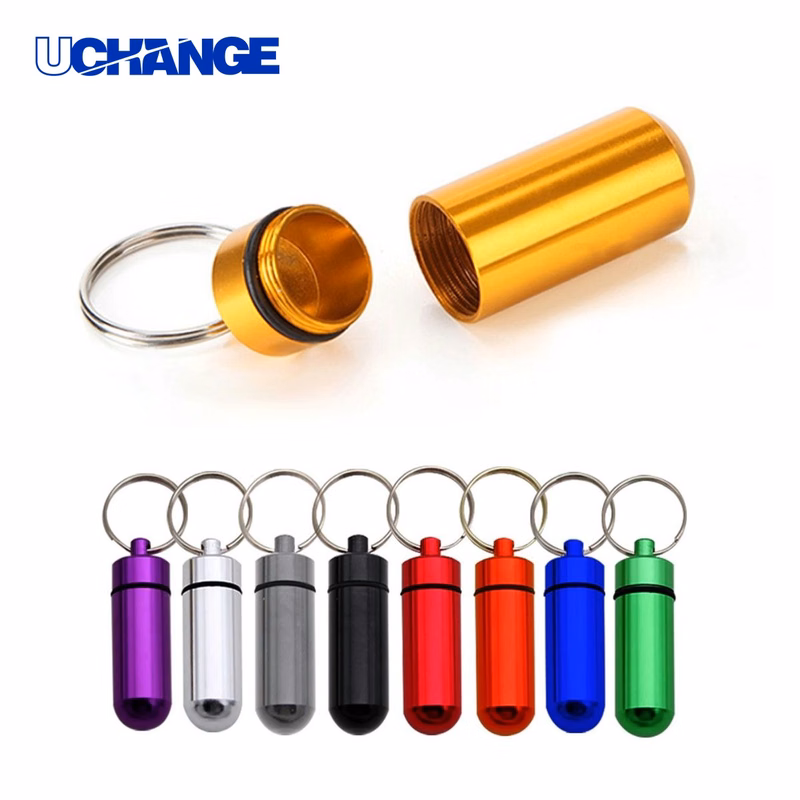 Aluminum Metal Pill Box Keychain