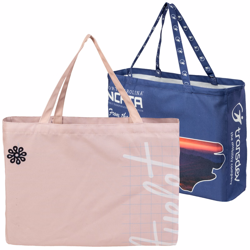 12 Oz. Sublimated Poly Canvas Shopping Tote Bag w/ Gusset (20" x 14.5" x 4.5")