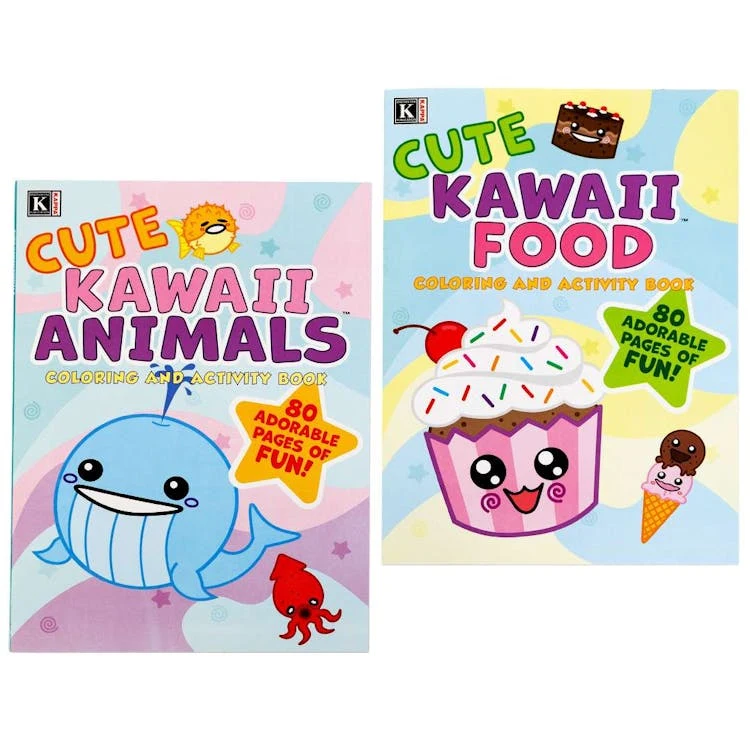 Cute Kawaii Food and Animals Coloring and Activity Books - 80 Pages 1