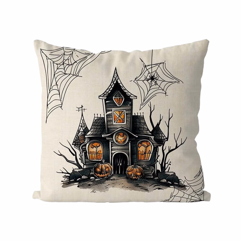 Linen Halloween reversible throw pillows