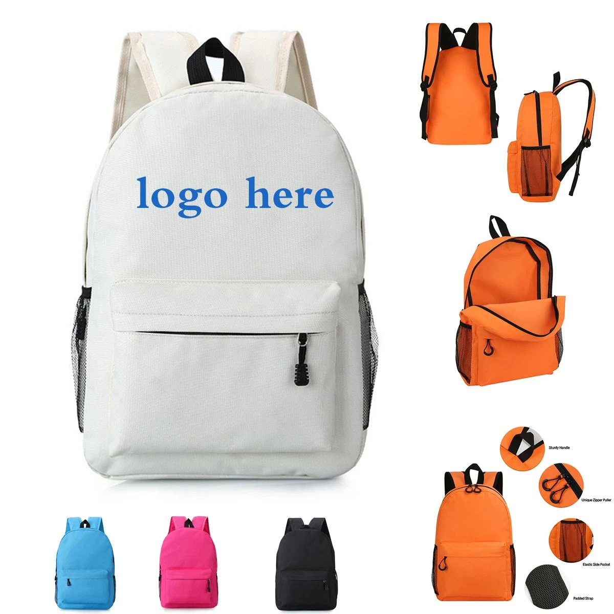 Durable 600D Polyester Backpack with Drink Pocket
1