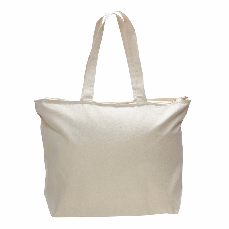 Cotton Canvas Zipper Tote Bag