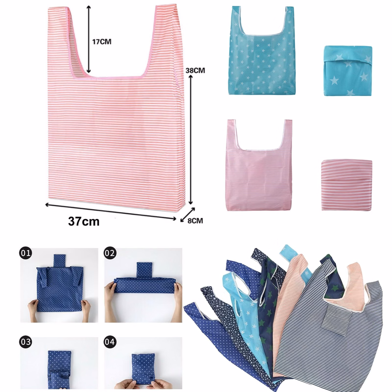 Reusable Shopping Grocery Bags Foldable Reusable Portable Washable Tote with Pouch Pocket