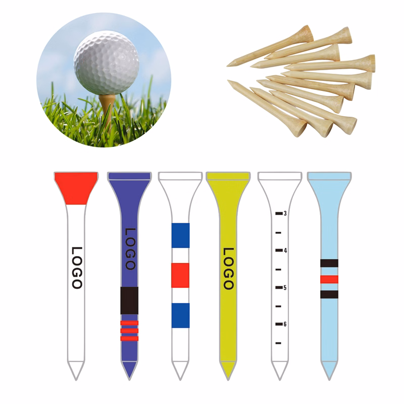 Colorful Golf Tees in Wooden Finish Size 3.3" x 0.25"