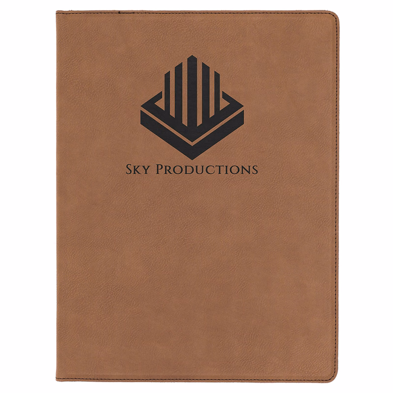 9 1/2" x 12" Dark Brown Leatherette Portfolio with Notepad