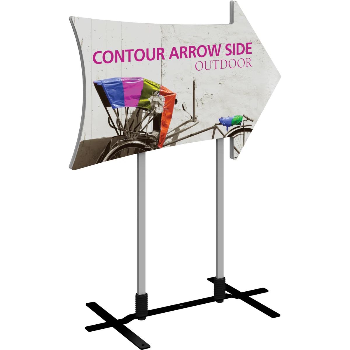 Contour Double Sided Outdoor Sign Arrow Side w/Plate Base 1