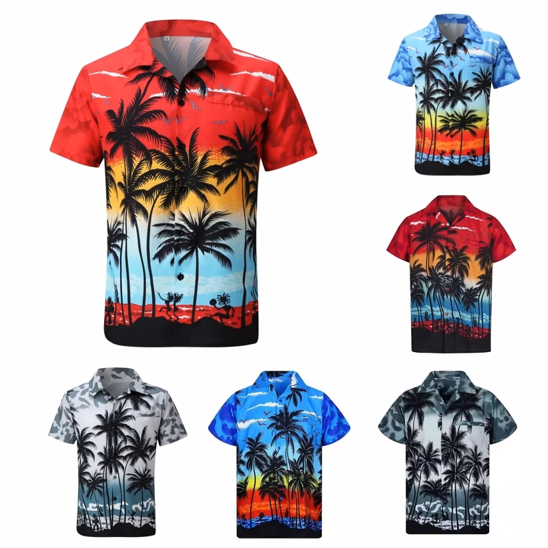 Short Sleeve Hawaiian Print Vacation Shirt