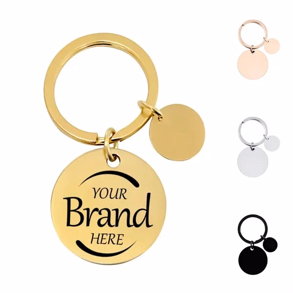 Custom Stainless Steel Round Tag Pendant Keychain — Personalized Corporate Gift Item