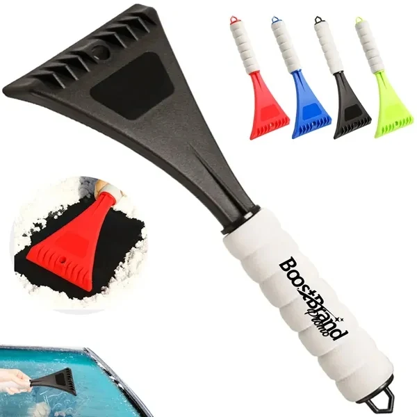 Custom Foam Grip Ice Scraper with Wide Blade — Winter Auto Safety Car Care Promo 1