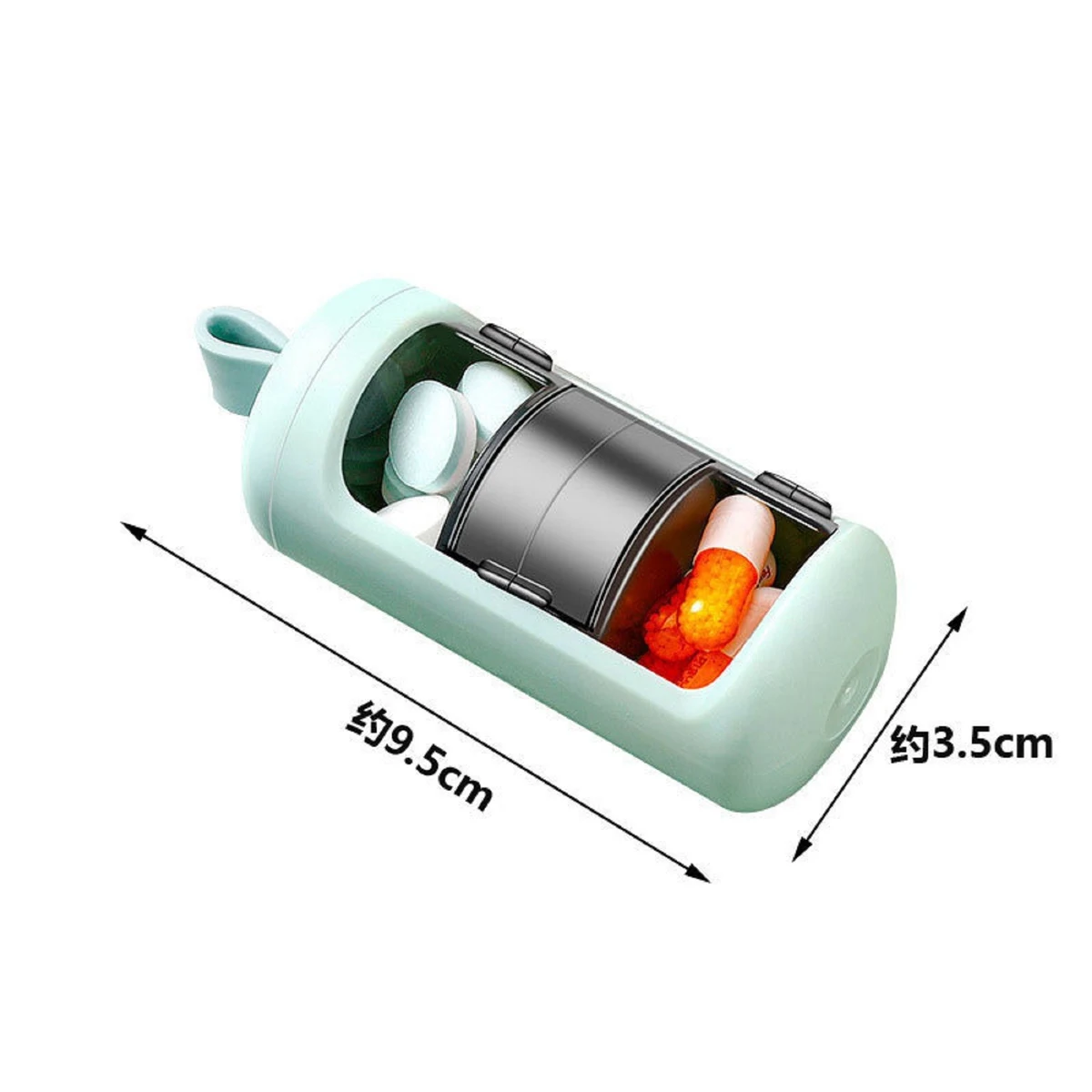 Portable Three-Compartment Windowable Pill Box 1