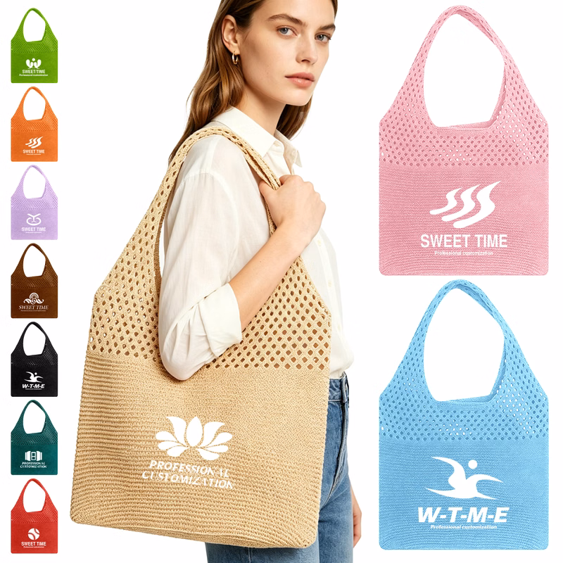 Cotton Mesh Knitted Tote Bag