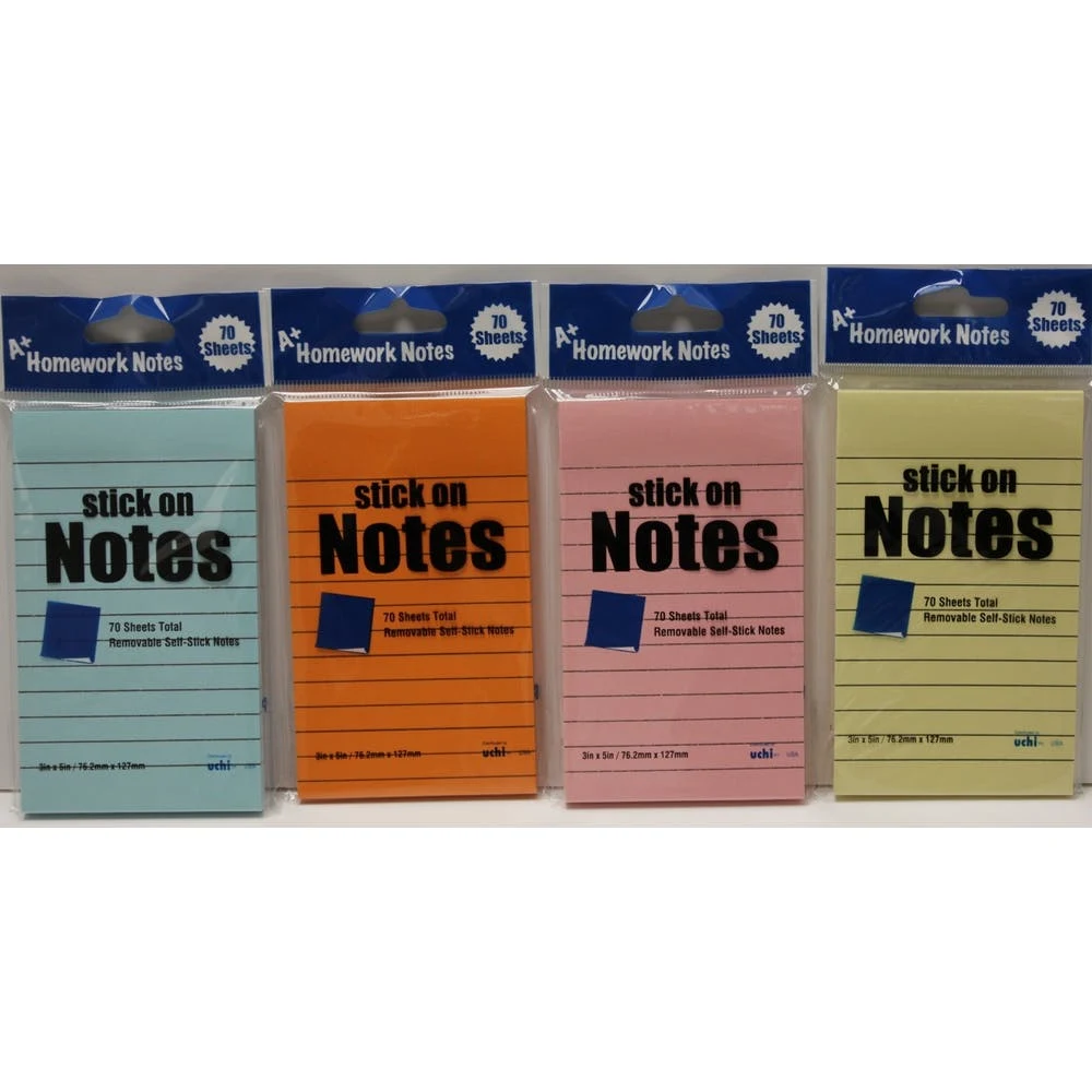 Stick On Notes - Lined 70 Sheets Assorted Colors 1