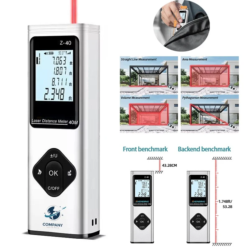 3" 1 Laser Meter Laser Distance 40M High Precision Digital 1