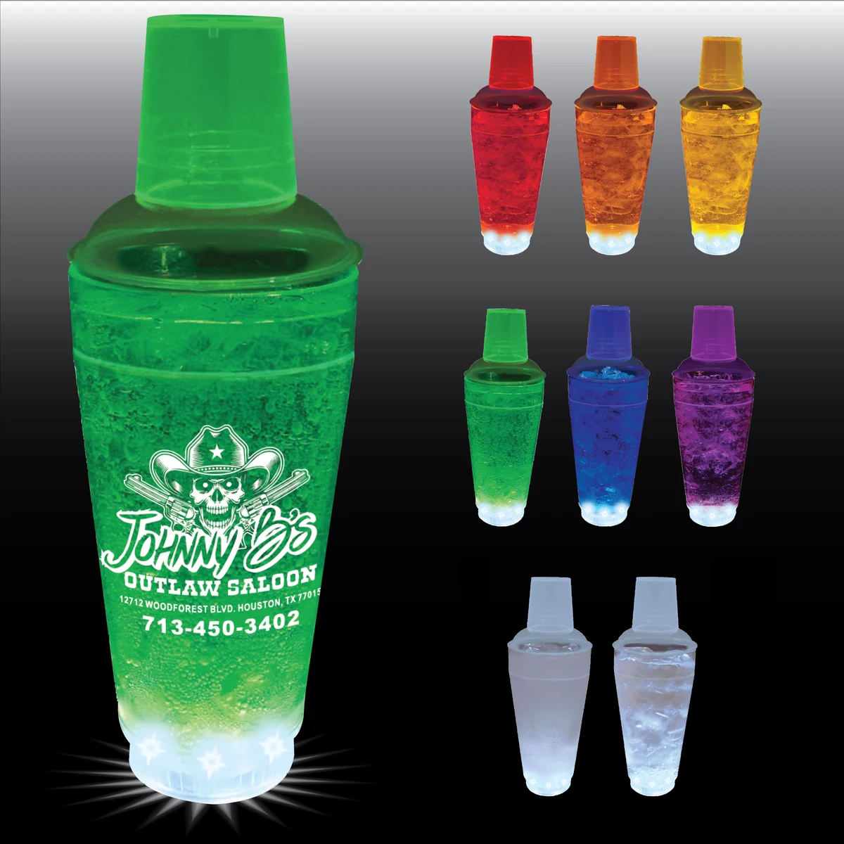 20oz 5-Light 3 Piece Plastic Cocktail Shaker 1