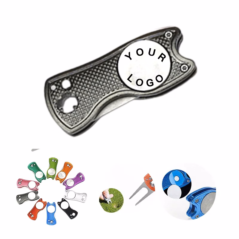 Stainless Steel Golf Divot Tool with Spring Button for Customization