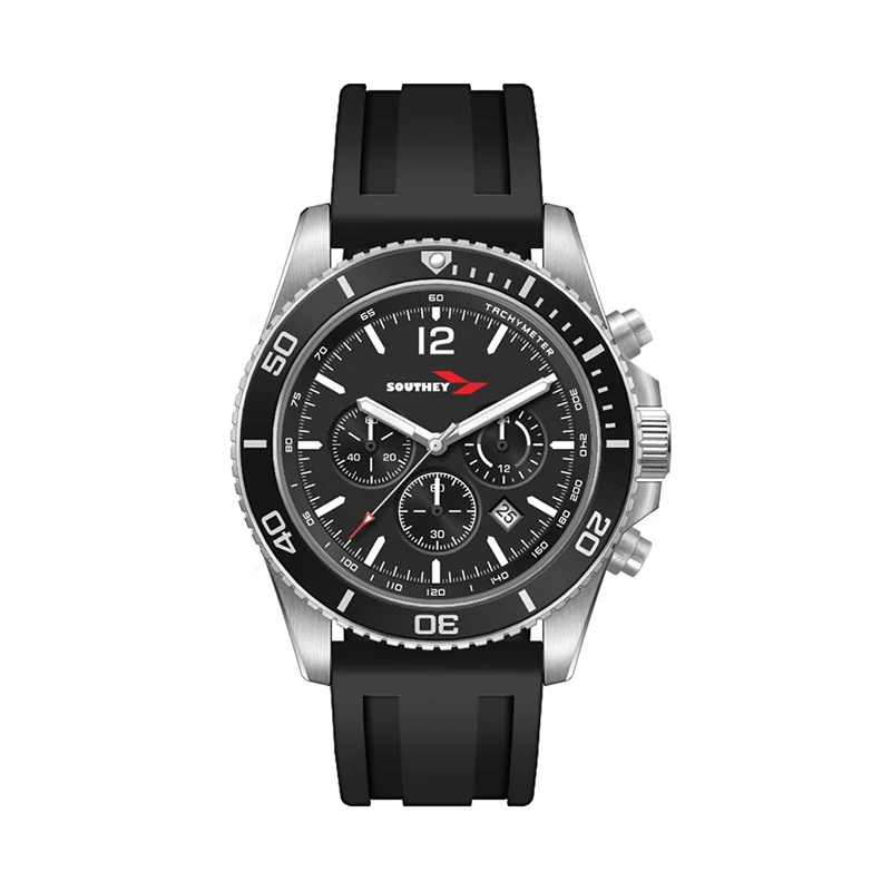 WC5842 42.5 STEEL MATTE SILVER CASE, CHRONOGRAPH MVMT, BLACK DIAL, DTE DISPLAY, BK ROTATING BEZEL, SILICON 1