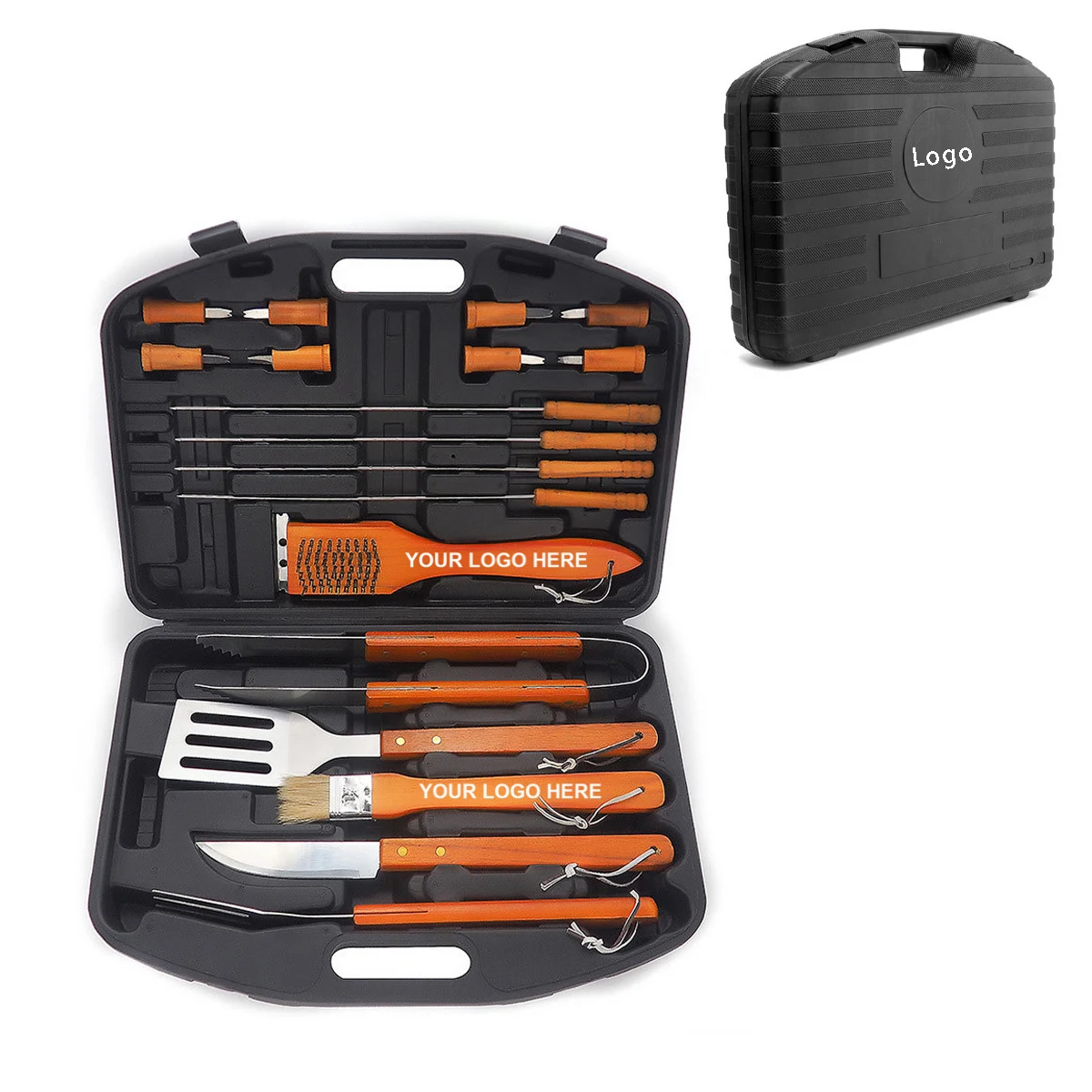 19 PCS Wooden Handle Barbecue Tools Set 1