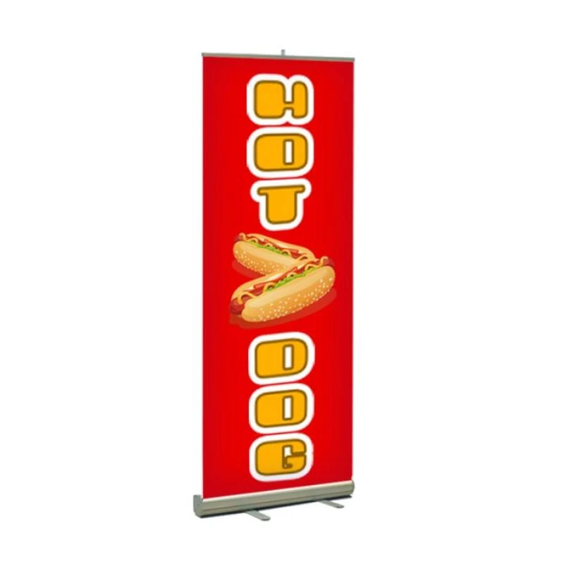 Hot Dog Pre Printed Premium Retractable Banner Red 33" x 80" 1