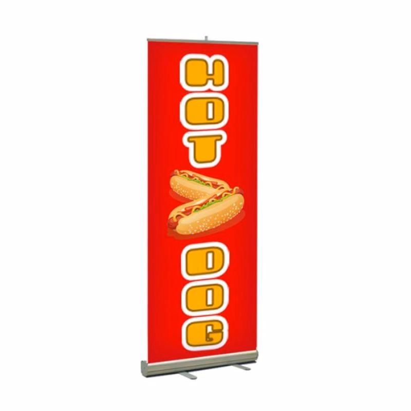 Hot Dog Pre Printed Premium Retractable Banner Red 33" x 80"
