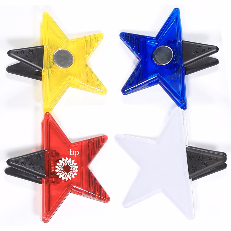 Jumbo size star shaped magnetic memo clip holder with strong grip