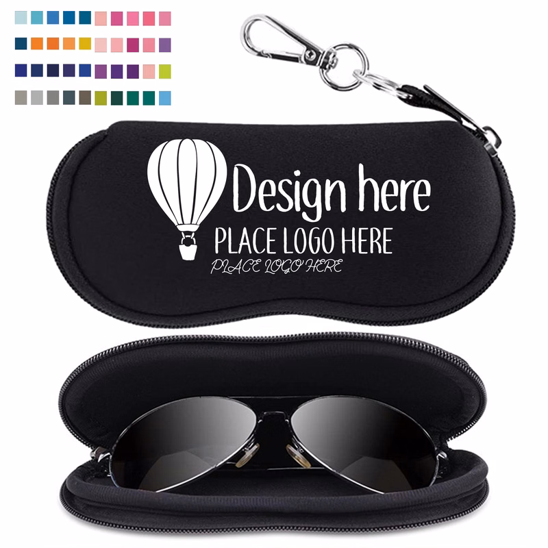 Neoprene Eyeglass Case With Metal Clasp Sunglass Holder