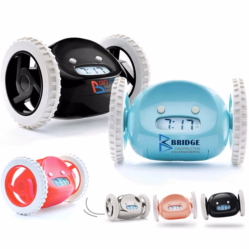 Custom Creative Portable Alarm Clock with Wheels