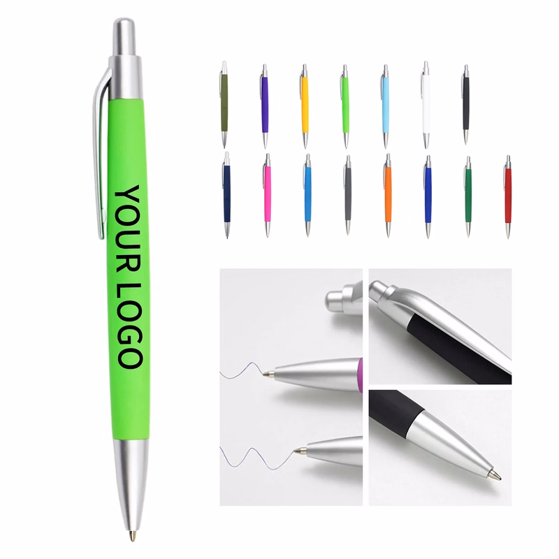 5.39 Inch Ballpoint Pen Click Action with Satin Silver Design