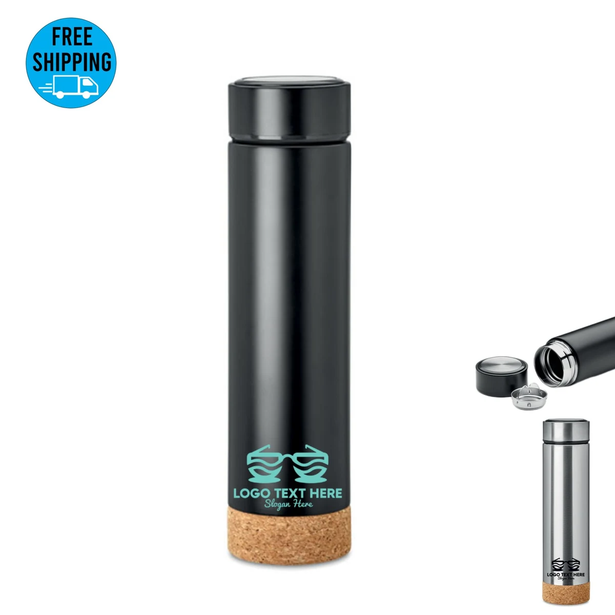 Vacuum flask with tea infuser and cork base 450ml 1