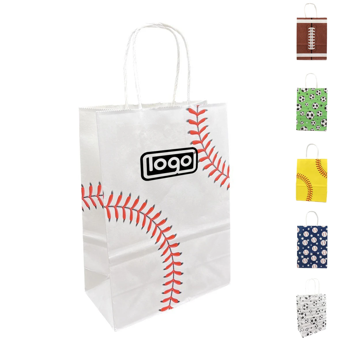 Kraft Gift Bags with Sport Ball Print 1