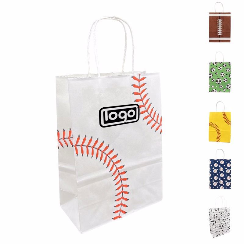 Kraft Gift Bags with Sport Ball Print