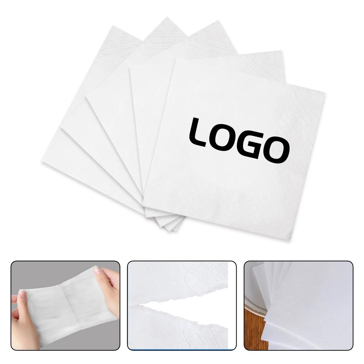 9" x 9" Premium Virgin Wood Pulp Cocktail Napkins 1