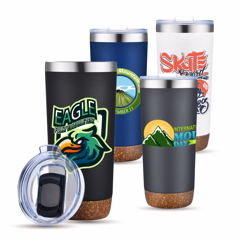 22 oz. Double Wall Stainless Steel Cork Bottom Tumbler