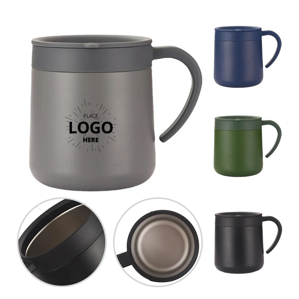 12Oz Stainless Steel Coffee Cup With Lid And Handle 1