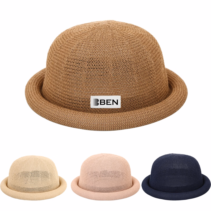 Grass Yarn Trimmed Round Top Korean-style Small Hat