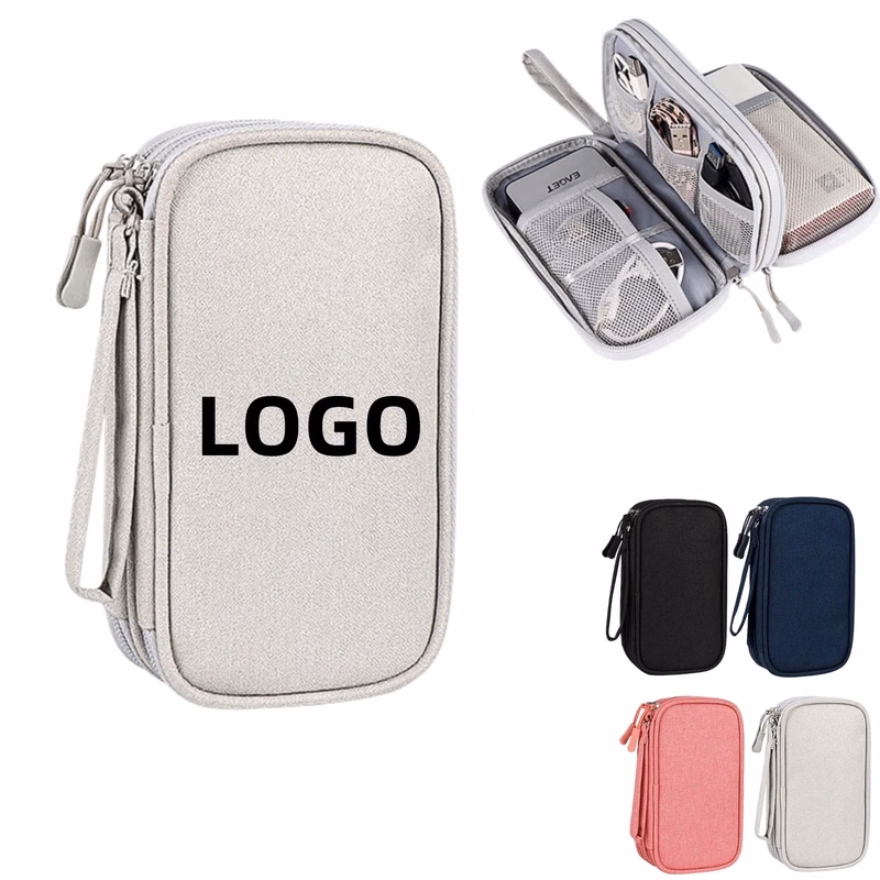 Double Layer Cable Organizer Bag Multiple Pockets For Travel