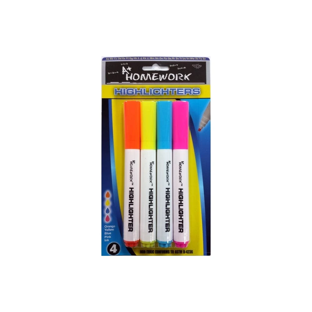 Highlighters - Assorted Neon Colors. 4 Pack 1