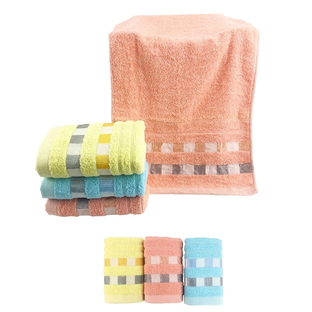 Gift Cotton Hand Towel With Plaid Pattern Border 1