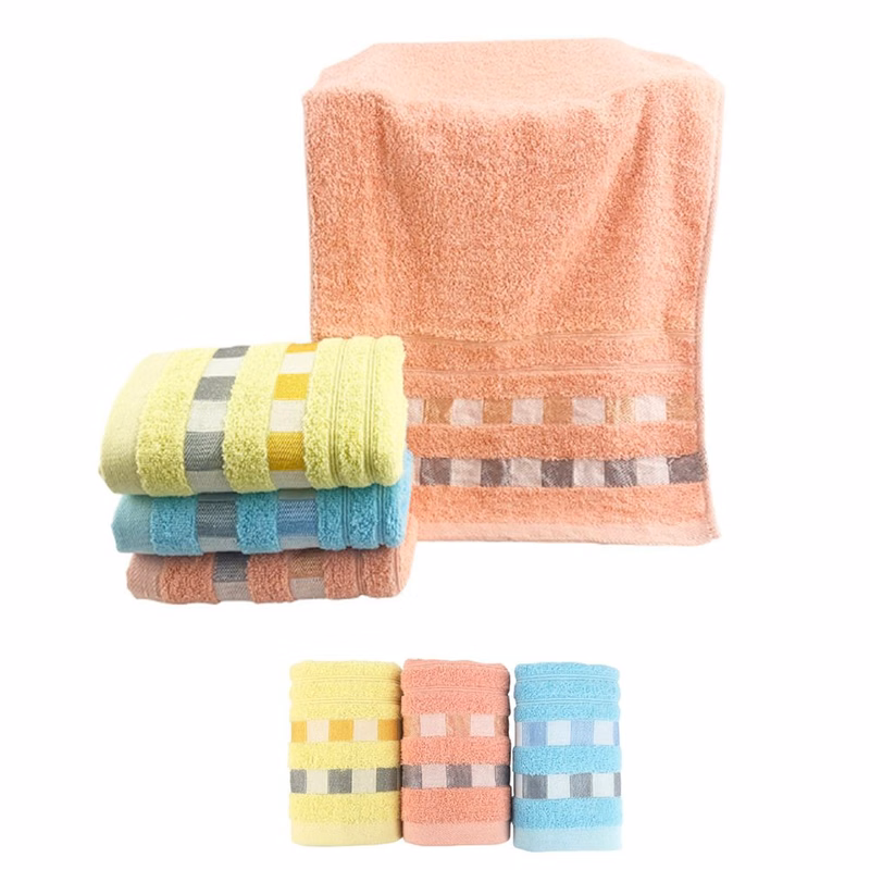 Gift Cotton Hand Towel With Plaid Pattern Border
